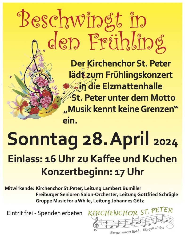 Plakat für das Konzert am 28.April 2024 in St Peter